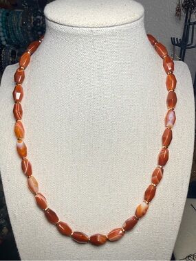Carnelian Necklace Gold Hematite Spacers 18.5” Warm Tone Gemstone